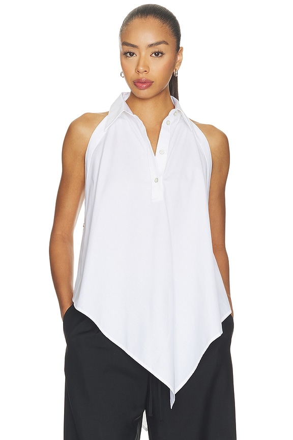 view 1 of 4 TOP FULAR COLLAR SCARF TOP in White