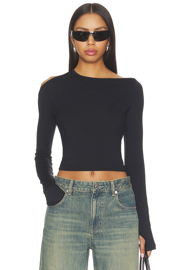 view 2 of 4 Asymmetrical Cutout Top in Black