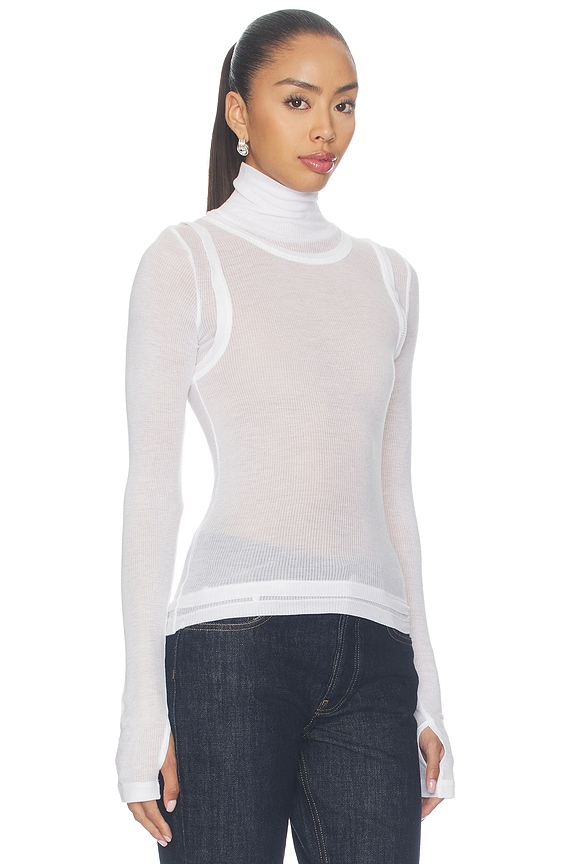 view 2 of 4 Layer Long Sleeve Neck Sheer in Optic White