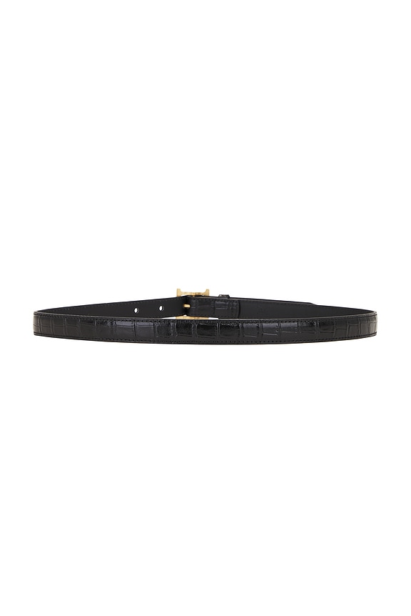 view 2 of 3 Logo Mini Waist Belt in Black Croco & Gold