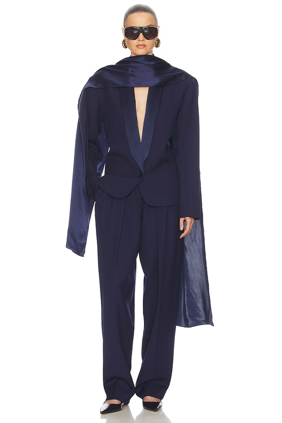 view 2 of 5 CHAL THE SHAWL IN SILK LYOCELL in Navy