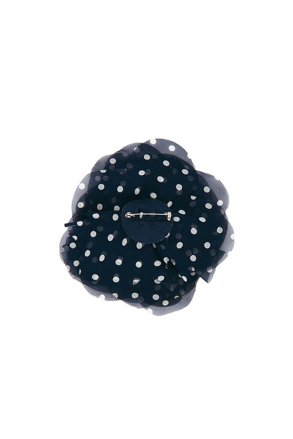 view 2 of 4 Silk Flower Pin in Navy & Ivory Dot