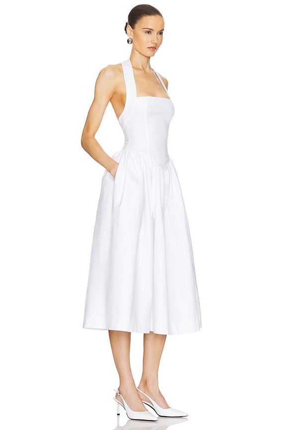 view 2 of 4 Faille Halter Midi Dress in White