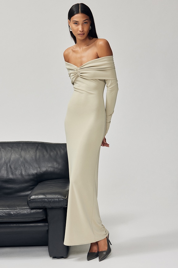 Matte Jersey Off Shoulder Maxi Dress Helsa