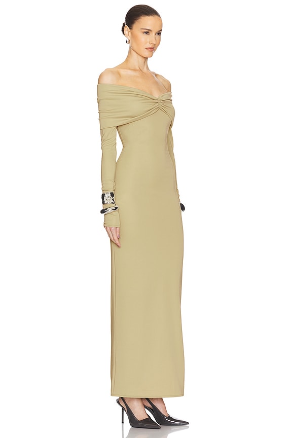 view 2 of 4 Matte Jersey Off Shoulder Maxi Dress in Elm