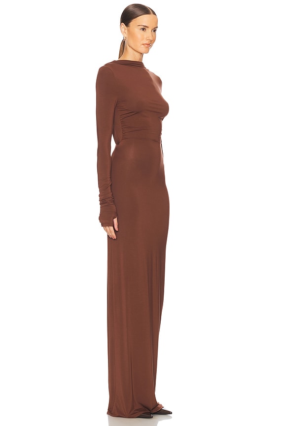 view 2 of 4 Jersey Backless Maxi Dress in Chocolate Au Lait