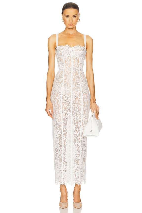view 2 of 4 The Lace Column Dress in White
