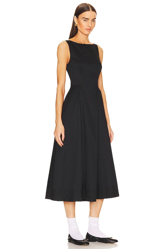 view 2 of 4 Stretch Cotton Sateen Midi Dress in Black