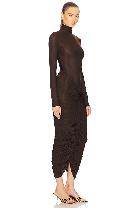 view 2 of 3 The Super Sheer Ruched Dress in Cocoa Brown