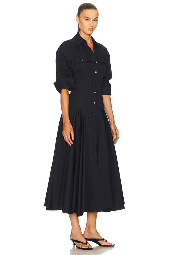view 2 of 3 Godet Shirt Dress in Black