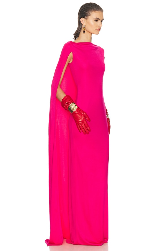 view 2 of 4 The Alva Caped Jersey Dress in Shocking Pink