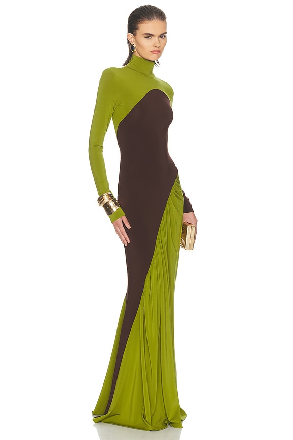 view 2 of 4 The Abstraction Color Blocked Jersey Dress in Pistachio & Coffee Bean