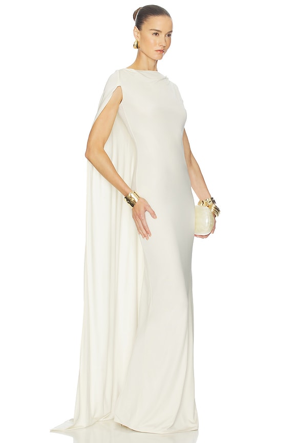 view 1 of 3 The Alva Caped Jersey Dress in Ivory