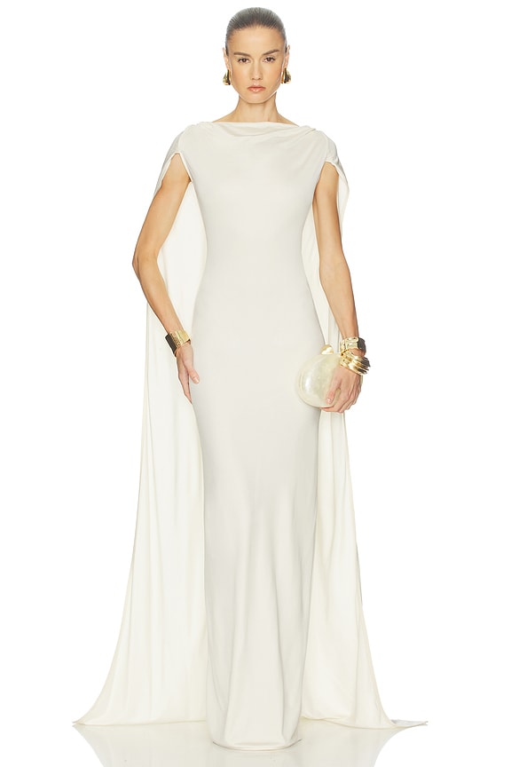 view 2 of 3 The Alva Caped Jersey Dress in Ivory