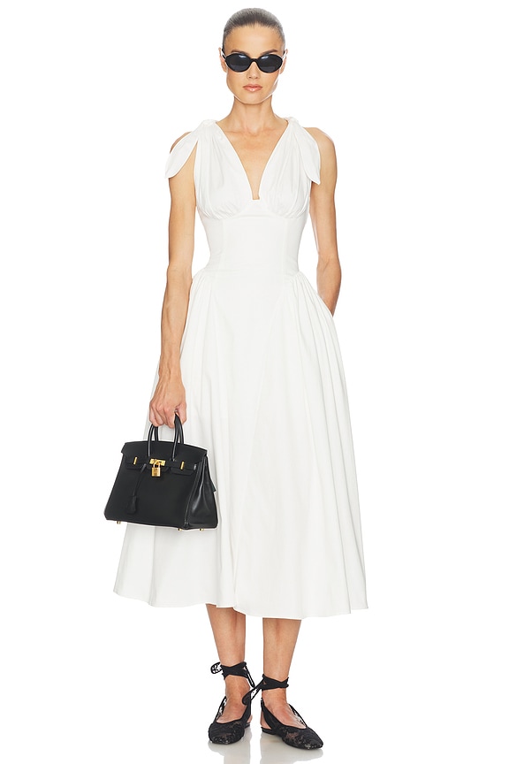 view 1 of 4 Fairweather Midi Dress in Stretch Cotton Sateen in Ivory