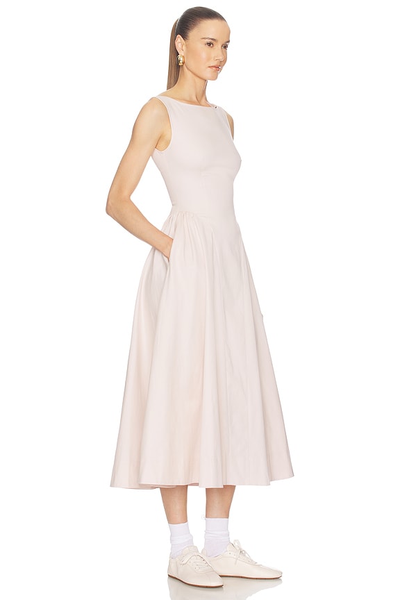 view 2 of 4 Stretch Cotton Sateen Midi Dress in Dusty Pink