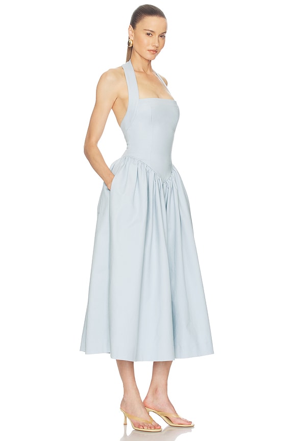 view 2 of 3 ROBE FAILLE HALTER MIDI DRESS in Pale Blue