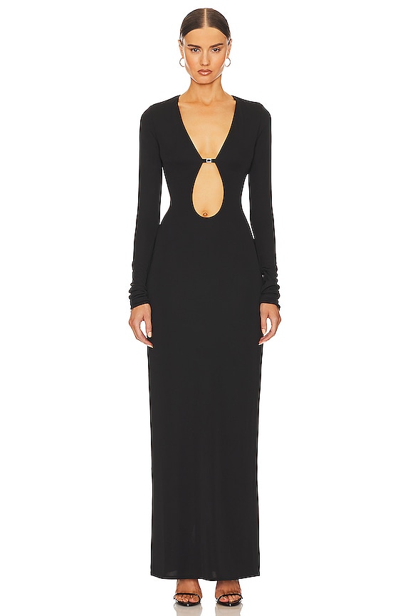 Helsa Matte Jersey Cut Out Dress in Black | REVOLVE
