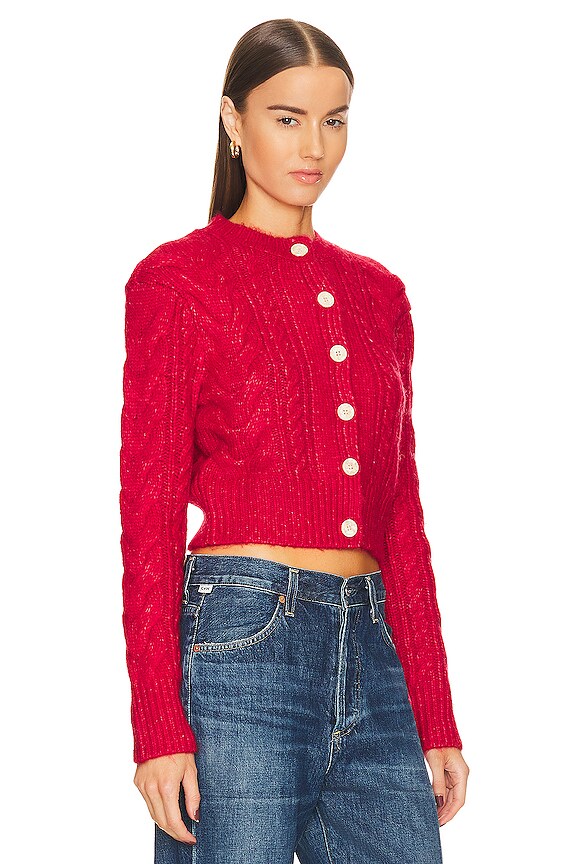 view 2 of 4 Lamis Cropped Cable Cardigan in Red