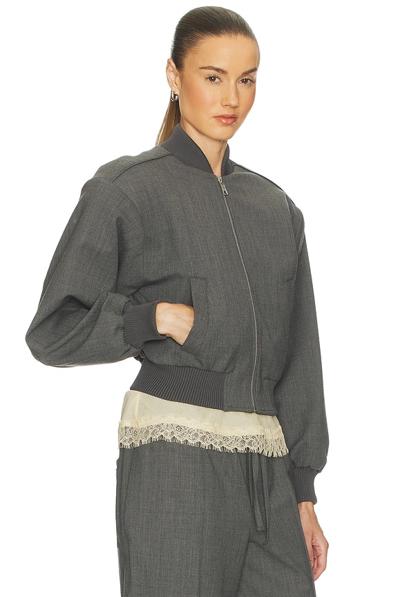 view 2 of 4 Wool Blend Bomber Jacket in Medium Heather Grey