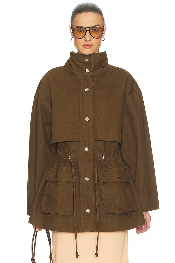 view 2 of 4 CHAQUETA GARMENT WASHED UTILITY JACKET in Army Green