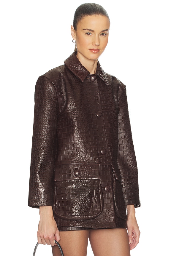 view 2 of 5 CHAQUETA CROC LEATHER in Fudge