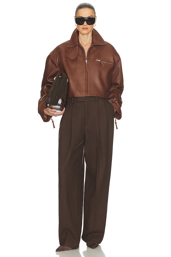 The Leather Oversized Moto Jacket in Smooth Leather