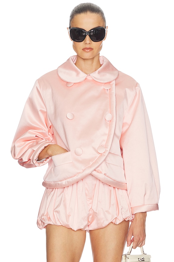 view 1 of 5 Sateen Puff Jacket in Shell Pink