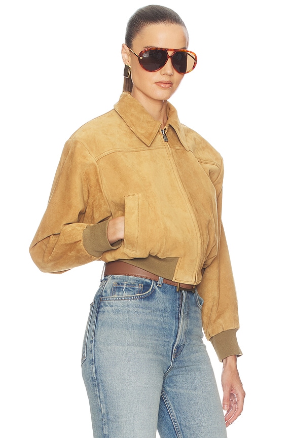view 2 of 4 BLOUSON THE SUEDE ZIP BOMBER in Saddle Brown