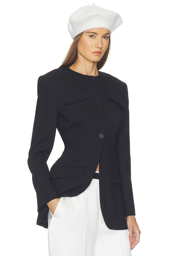 view 2 of 4 Wool Blend Suiting Jacket With Bows in Black & Ivory