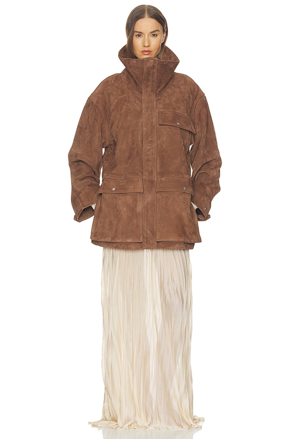 view 2 of 4 Suede Oversized Utility Jacket in Malt