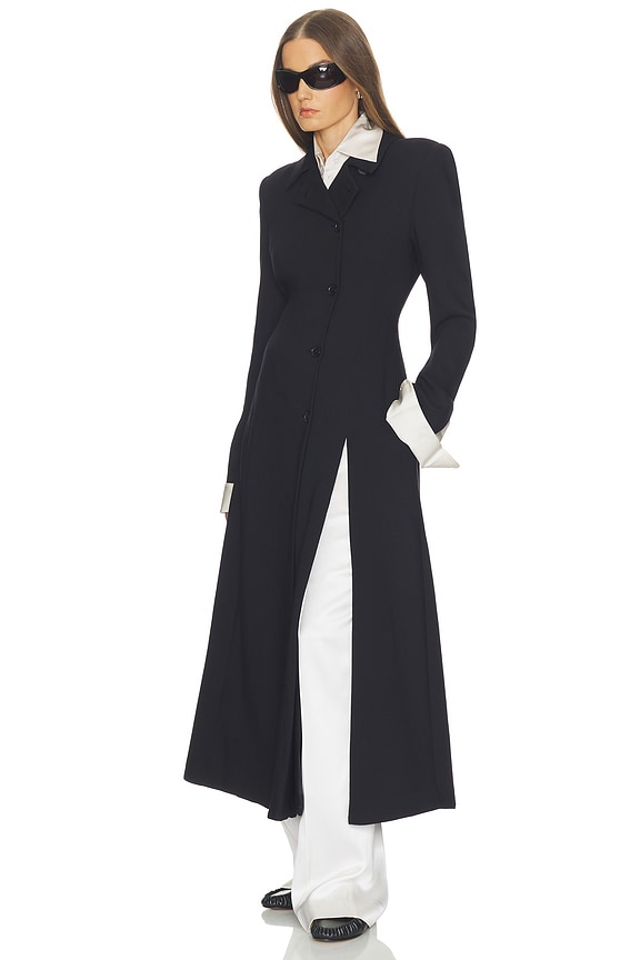 view 2 of 3 Wool Blend Asymmetrical Suiting Jacket With Slits in Black