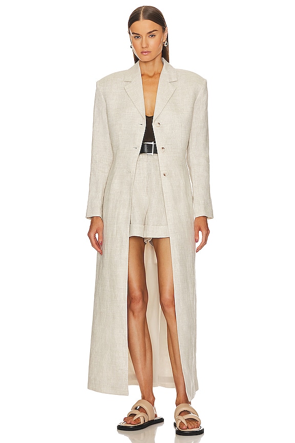 view 2 of 4 Linen Duster Coat in Natural Linen