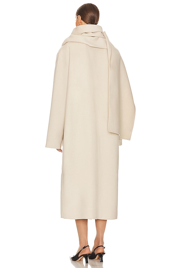 Helsa Oversized Coat With Detachable Scarf in Ivory | REVOLVE