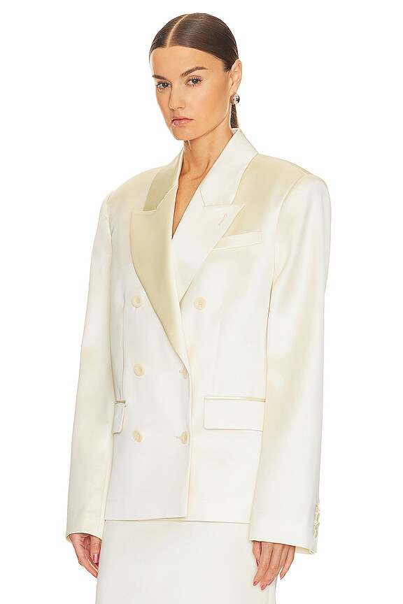 view 2 of 4 Heavy Satin Double Breasted Jacket in Bone