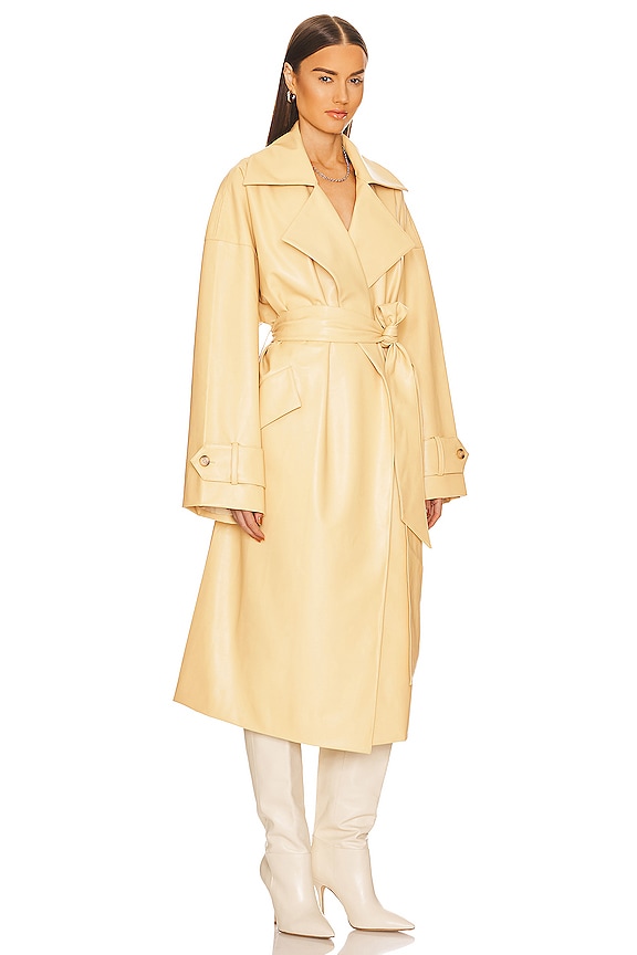 view 2 of 4 Waterbased Faux Leather Trench Coat in Tan