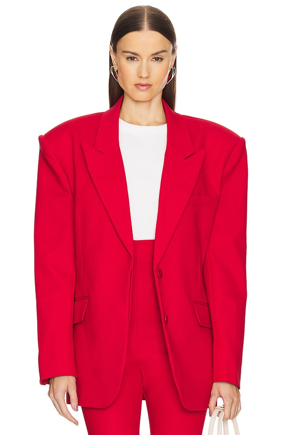 view 2 of 6 The Belted Blazer in Lipstick Red