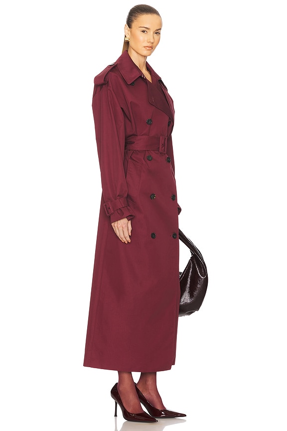 view 2 of 4 Classic Oversized Trench in Burgundy