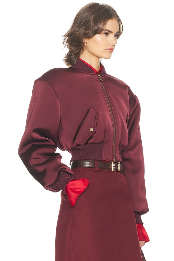 view 2 of 4 The Satin Puff Bomber in Mulberry
