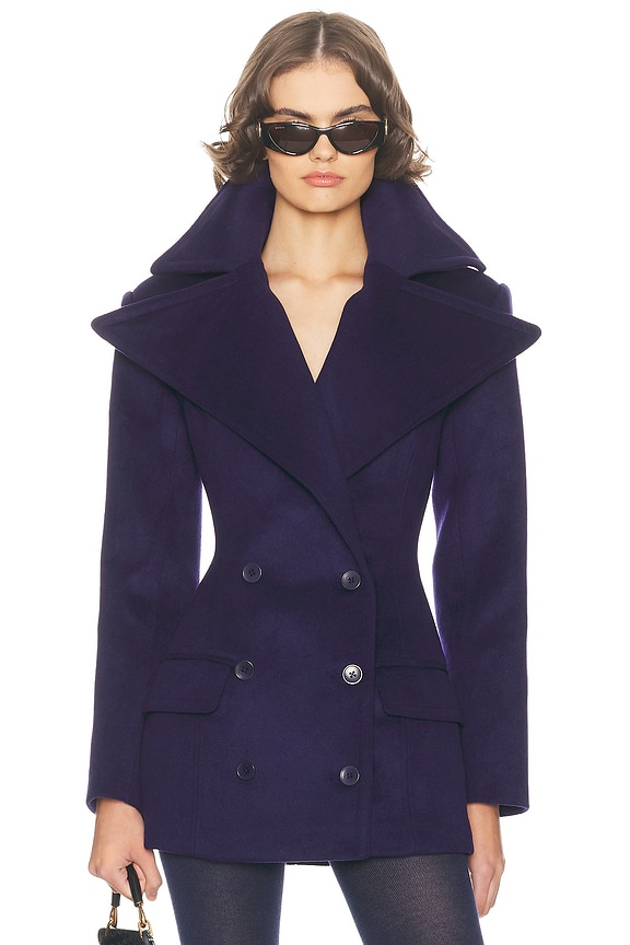 view 2 of 5 The Dramatic Collar Peacoat in Navy