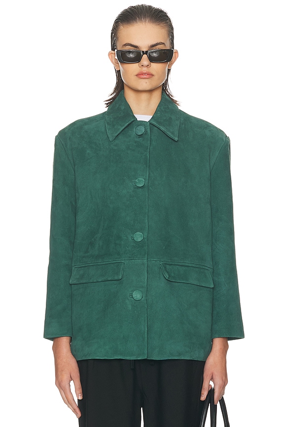 view 2 of 5 The Schoolhouse Jacket in Suede in Spruce