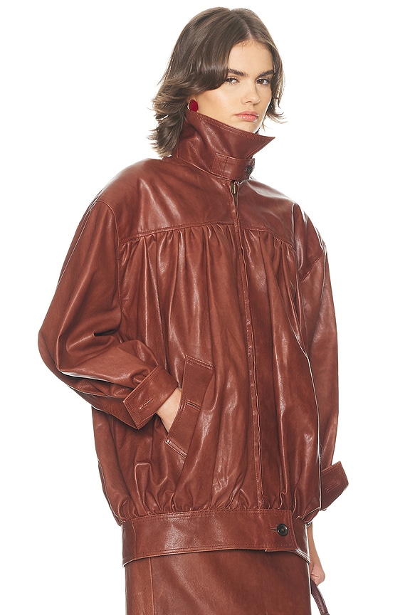 view 2 of 4 CHAQUETA THE SHIRRED OVERSIZED in Cognac