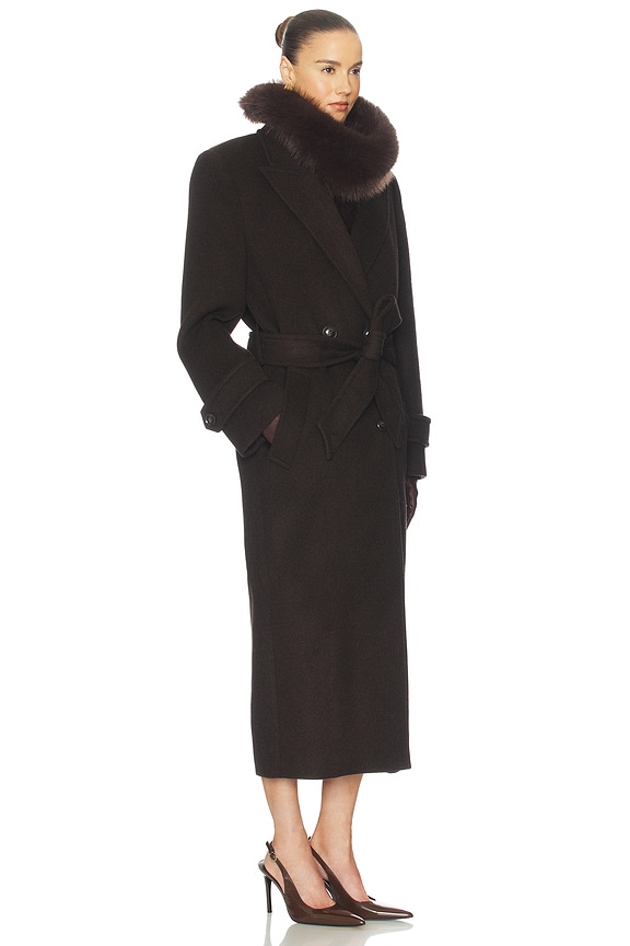 view 2 of 3 Bold Shoulder Long Coat in Espresso