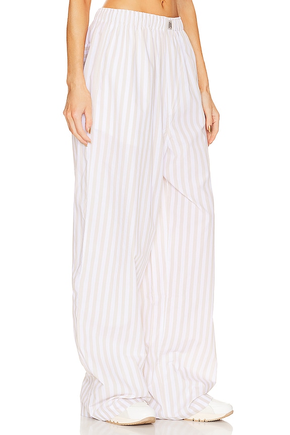 view 2 of 4 Cotton Poplin Stripe Pajama Pant in Beige Stripe