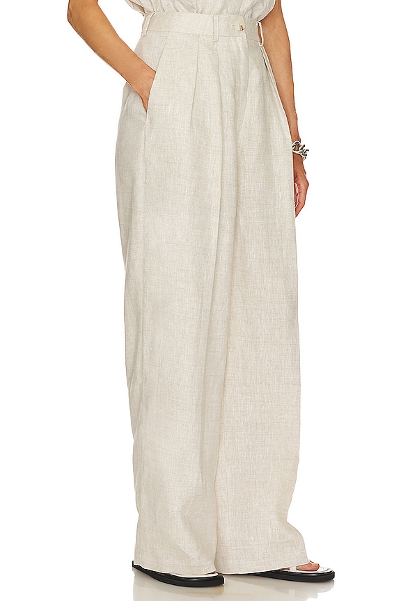 view 2 of 4 Linen Pleated Front Pant in Natural Linen