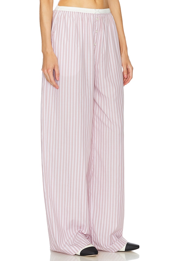 view 2 of 6 Wide Stripe Poplin House Pants in Mauve Stripe