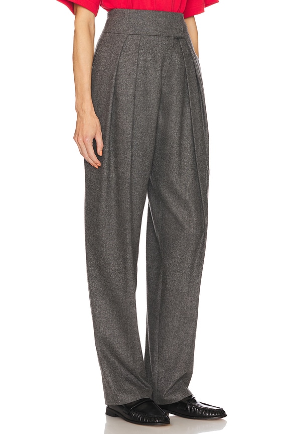 view 2 of 6 The Tweed High Waisted Pleated Trouser in Charcoal Melange