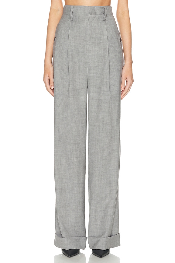 view 2 of 7 The Paperbag Trouser in Grey Melange