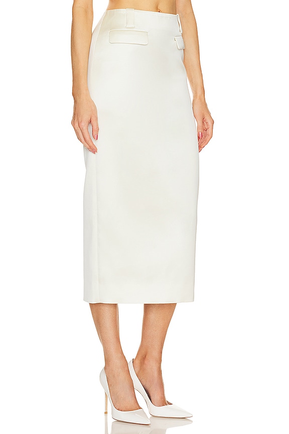 view 2 of 4 Heavy Satin Column Skirt in Bone