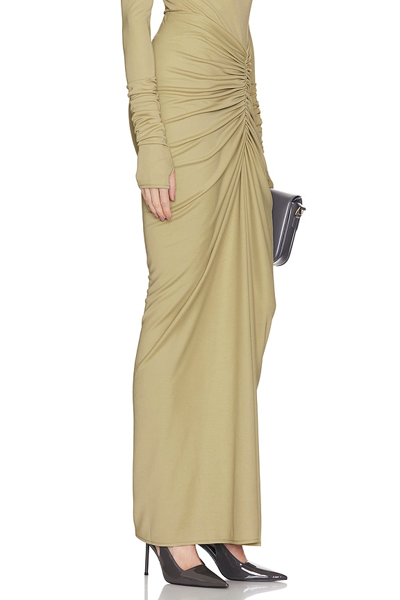 view 2 of 6 JUPE MATTE JERSEY LONG RUCHED SKIRT in Elm